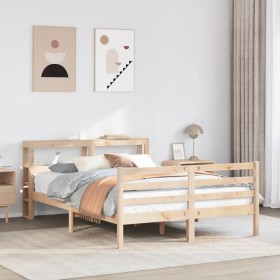 Estructura de cama con cabecero madera maciza pino 120x200