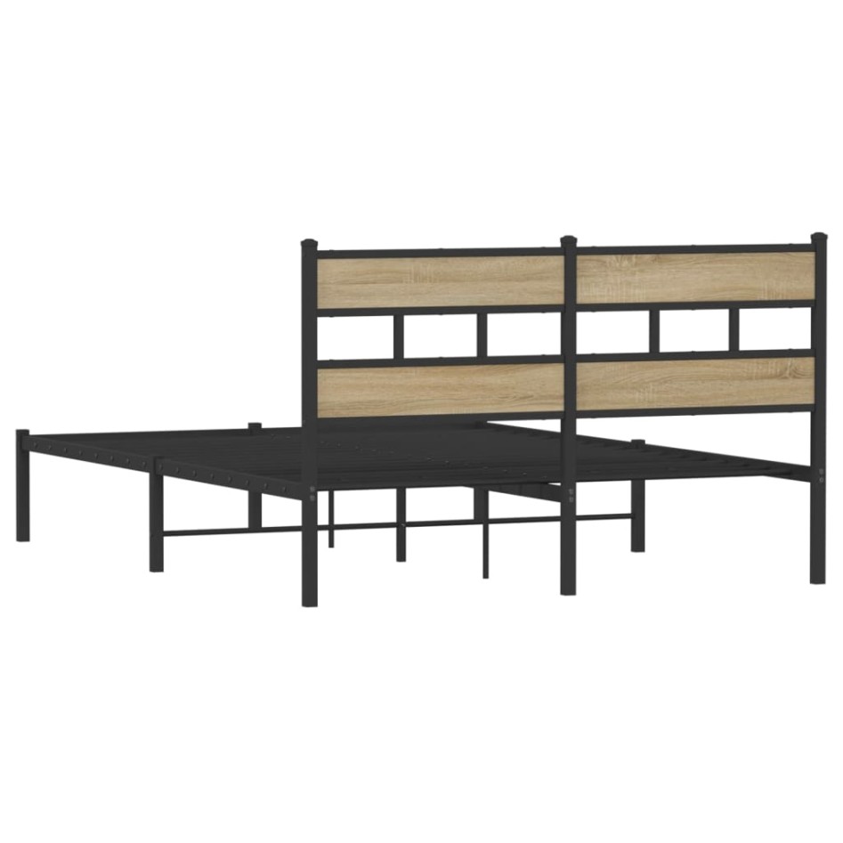 Estructura de cama sin colchón metal roble Sonoma 150x200