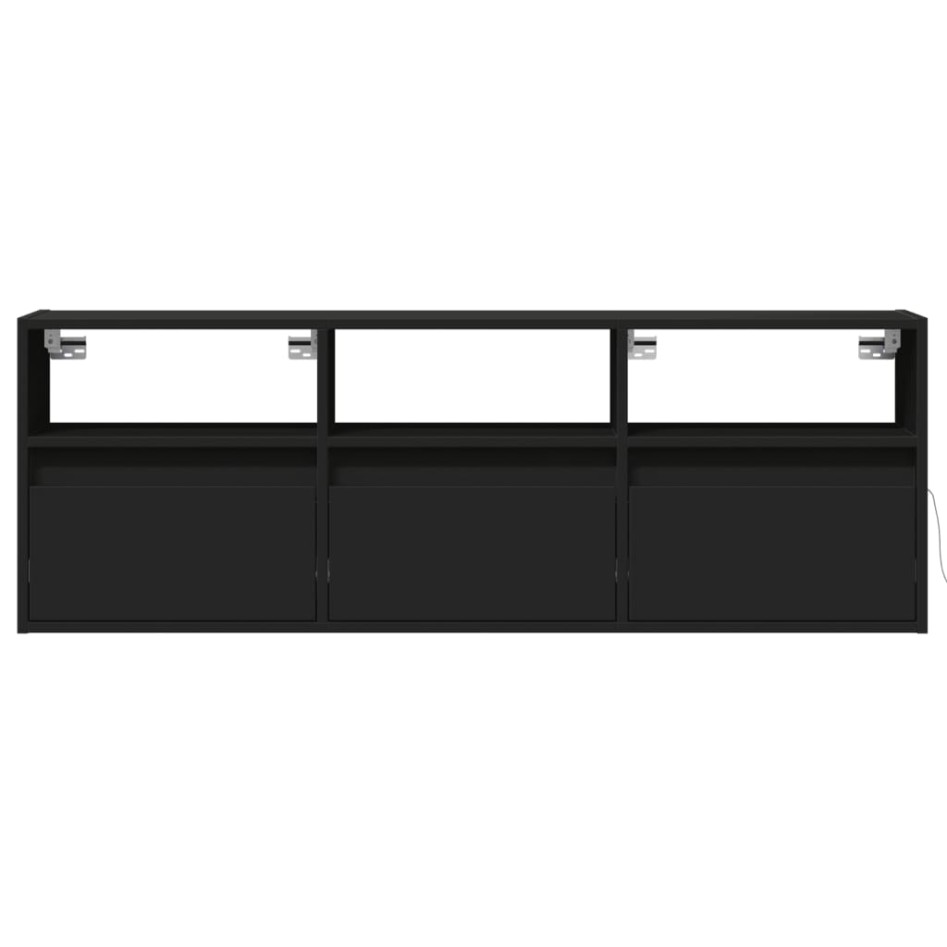 Mueble de TV de pared con luces LED negro 130x31x45