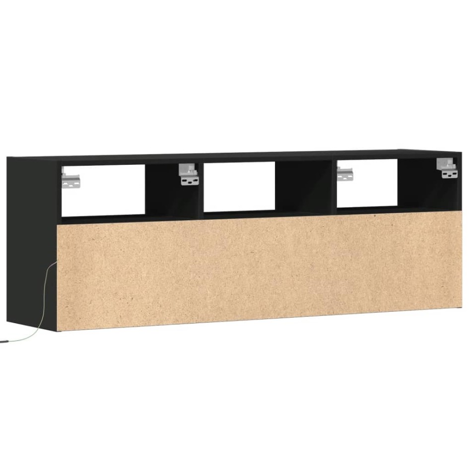 Mueble de TV de pared con luces LED negro 130x31x45