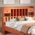 Cabecero de cama almacenaje madera maciza pino marrón 140