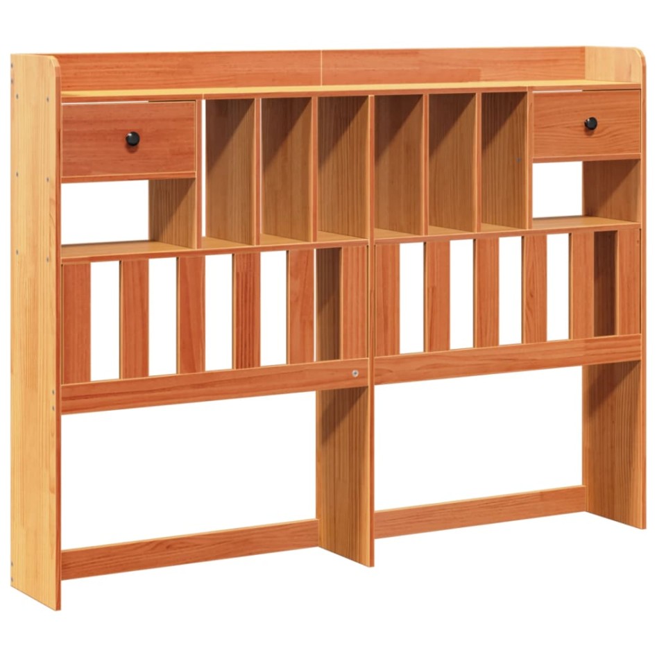 Cabecero de cama almacenaje madera maciza pino marrón 140