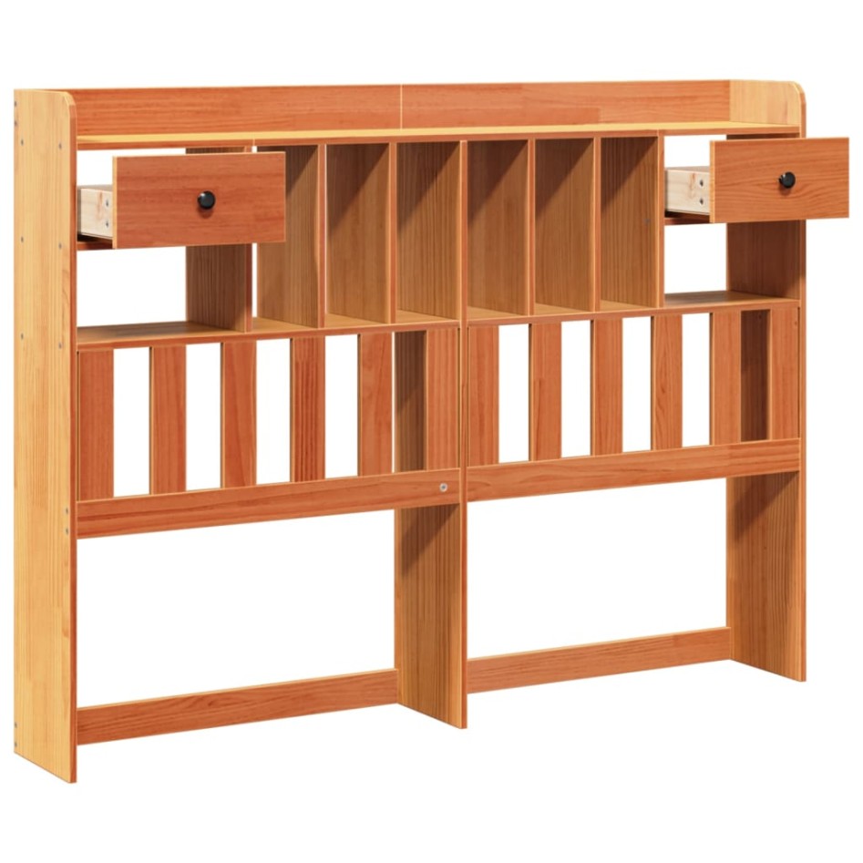 Cabecero de cama almacenaje madera maciza pino marrón 140