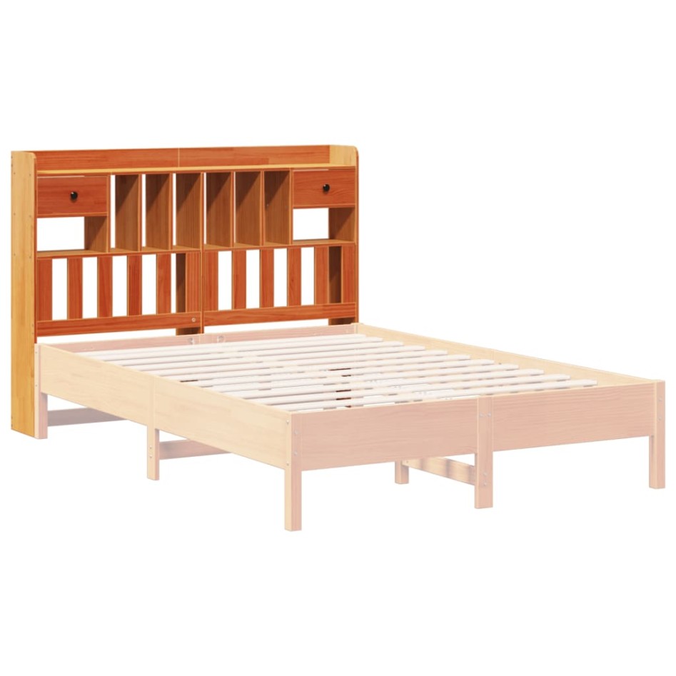 Cabecero de cama almacenaje madera maciza pino marrón 140