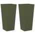 Jardineras 2 uds acero verde oliva 35x35x75