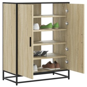 Zapatero de madera y metal roble Sonoma 75x38x97,5
