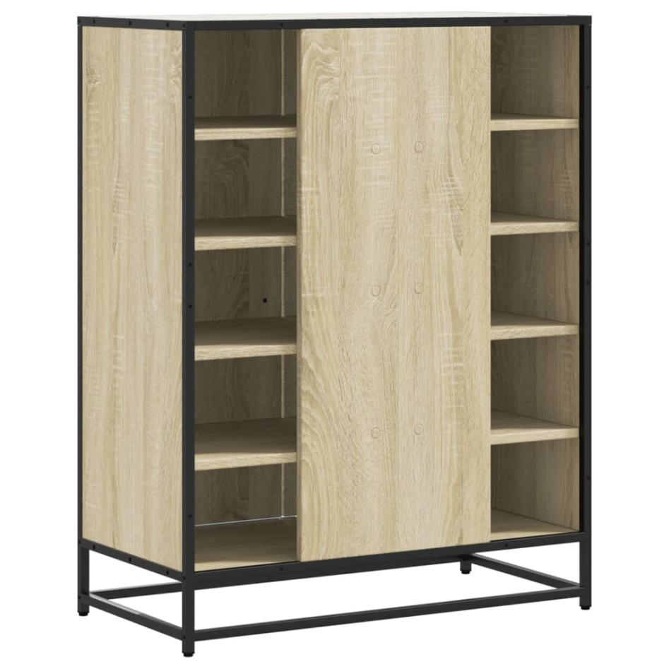 Zapatero de madera y metal roble Sonoma 75x38x97,5