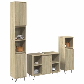 Set de muebles de baño 3 pzas madera contrachapada roble