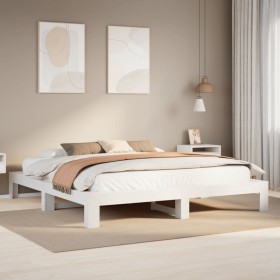 Estructura de cama sin colchón madera maciza blanca 200x200