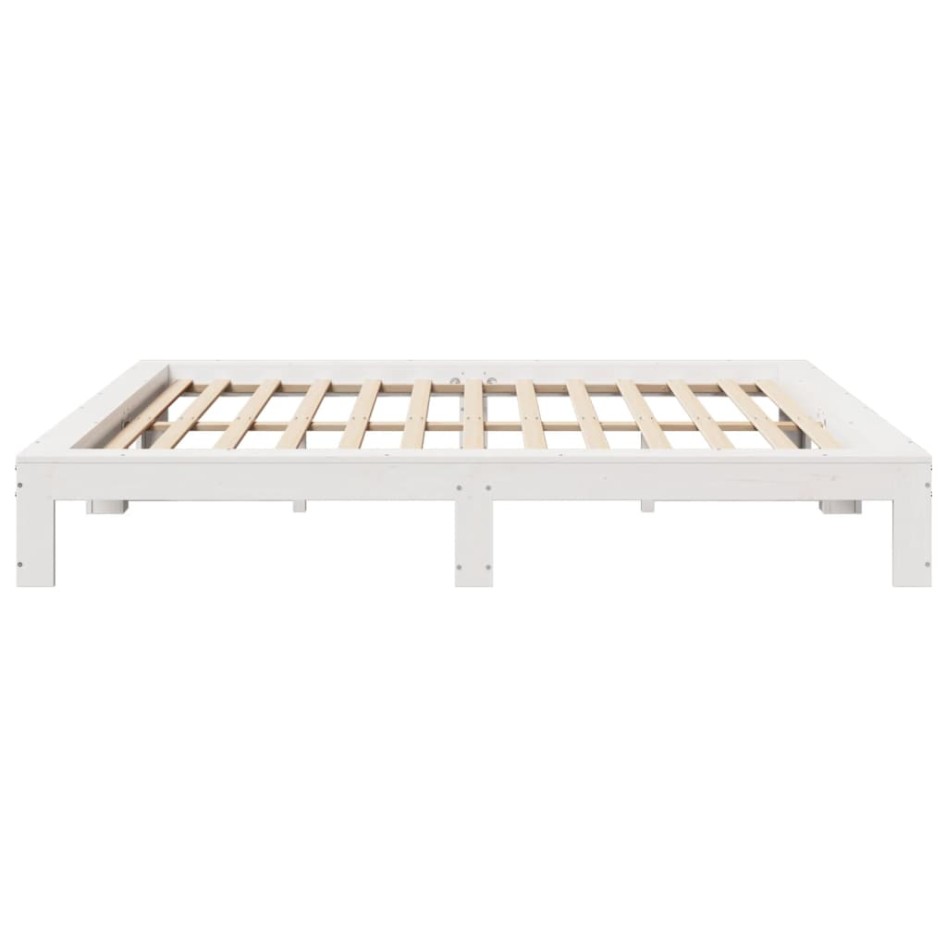 Estructura de cama sin colchón madera maciza blanca 200x200