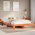 Cama sin colchón madera maciza de pino marrón cera 140x190