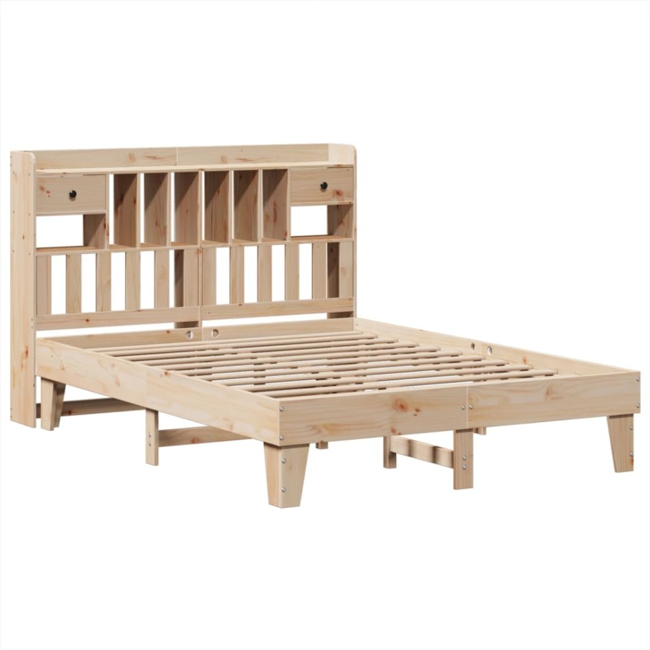 Estructura de cama sin colchón madera de pino blanco 150x200