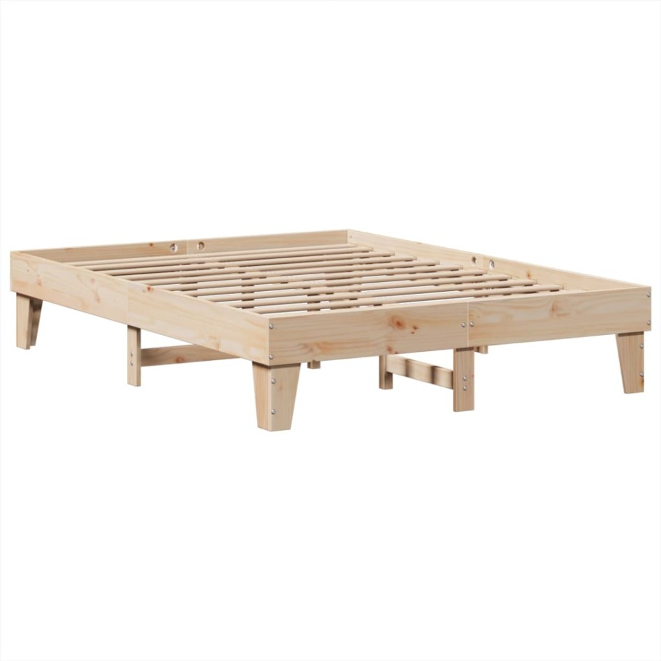 Estructura de cama sin colchón madera de pino blanco 150x200