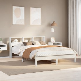 Estructura de cama sin colchón madera de pino blanca 150x200