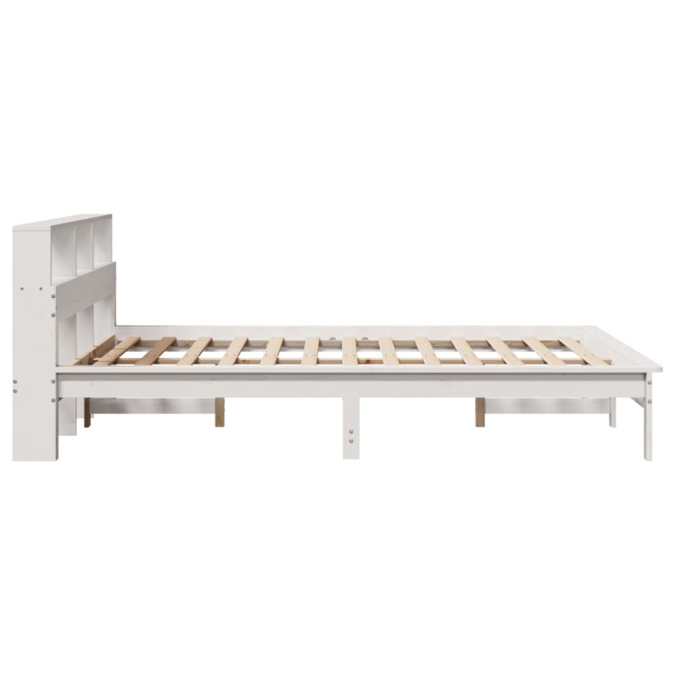 Estructura de cama sin colchón madera de pino blanca 150x200