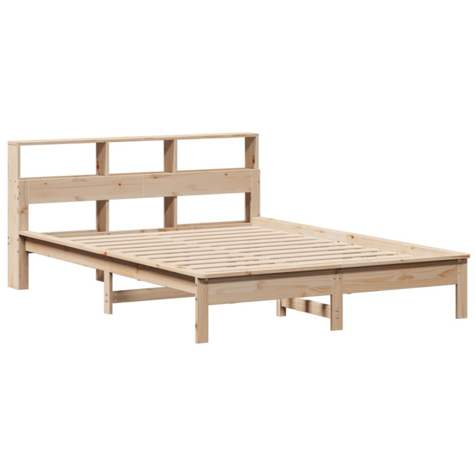 Estructura de cama sin colchón madera de pino blanca 140x200