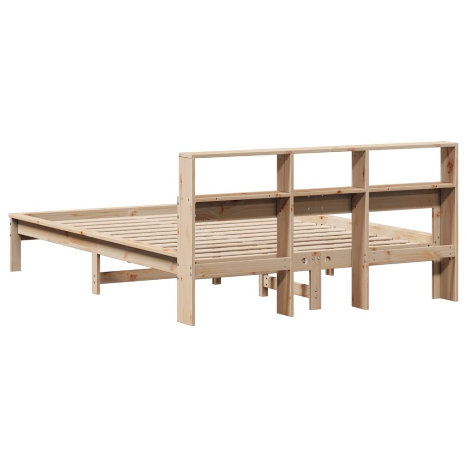 Estructura de cama sin colchón madera de pino blanca 140x200