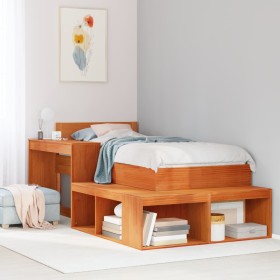 Estructura de cama sin colchón madera maciza marrón 75x190
