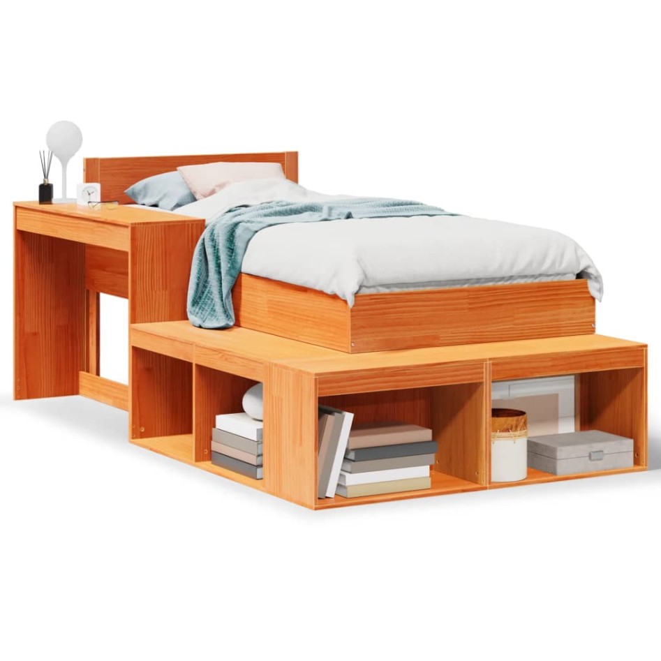 Estructura de cama sin colchón madera maciza marrón 75x190