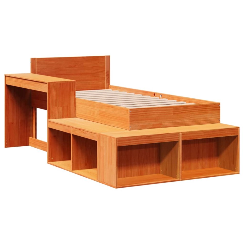 Estructura de cama sin colchón madera maciza marrón 75x190