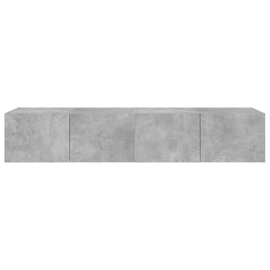 Muebles TV de pared luces LED 2 uds gris hormigón 80x35x31