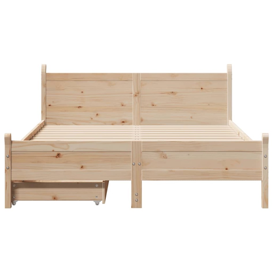 Estructura de cama sin colchón madera maciza de pino 140x190