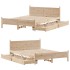 Estructura de cama sin colchón madera maciza de pino 140x190