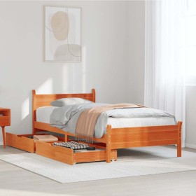 Estructura de cama sin colchón madera maciza marrón 75x190