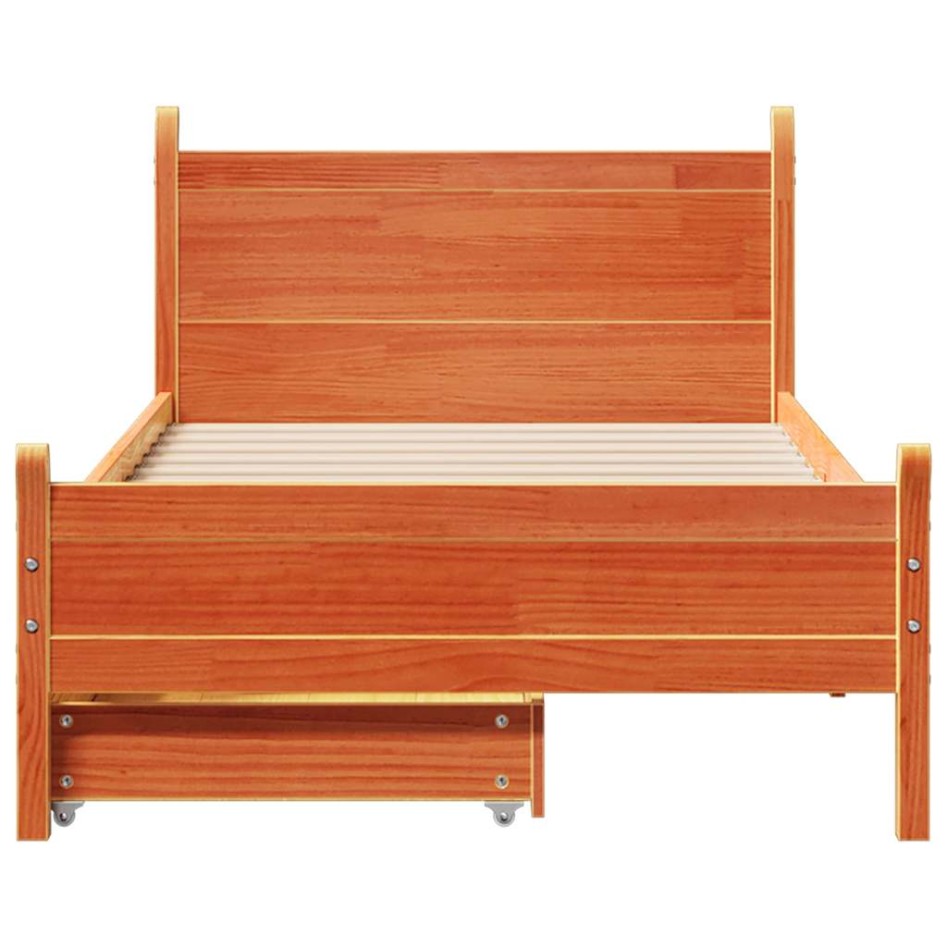 Estructura de cama sin colchón madera maciza marrón 75x190