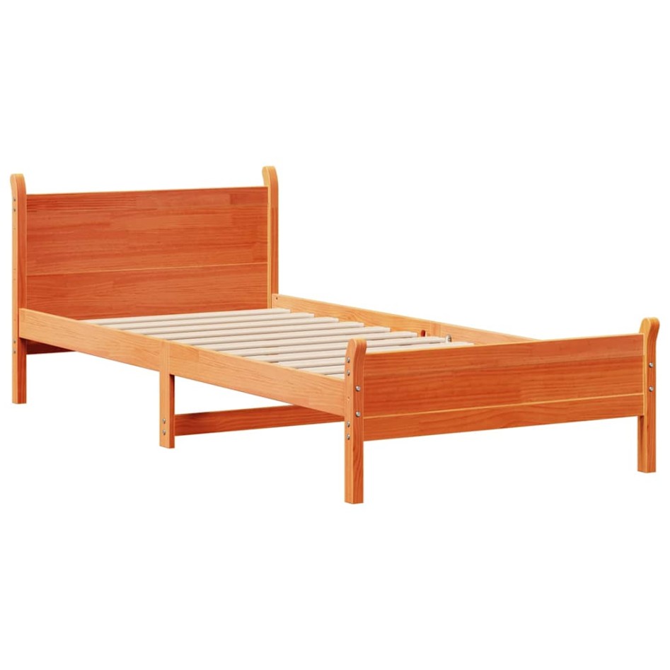 Estructura de cama sin colchón madera maciza marrón 75x190