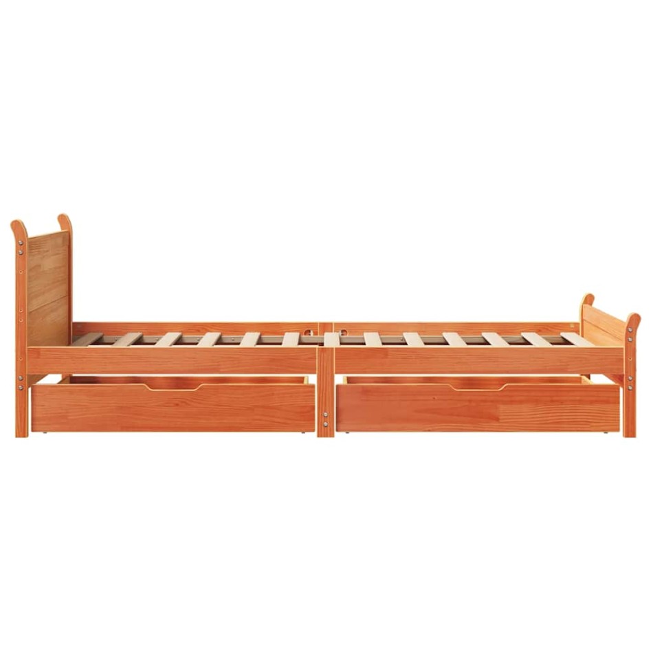 Estructura de cama sin colchón madera maciza marrón 75x190
