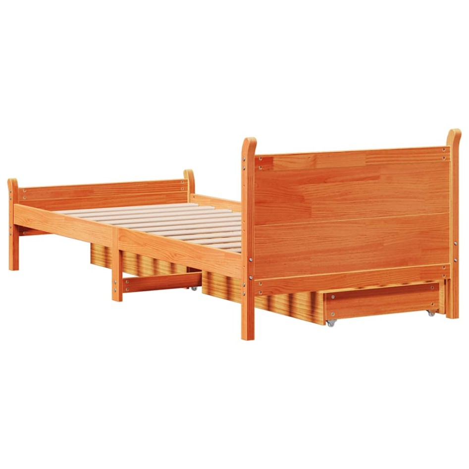 Estructura de cama sin colchón madera maciza marrón 75x190