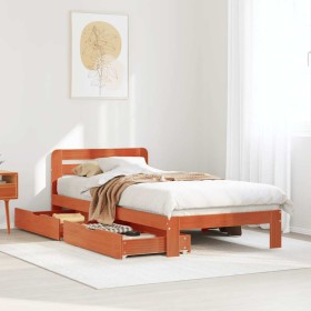 Estructura de cama sin colchón madera de pino marrón 90x200