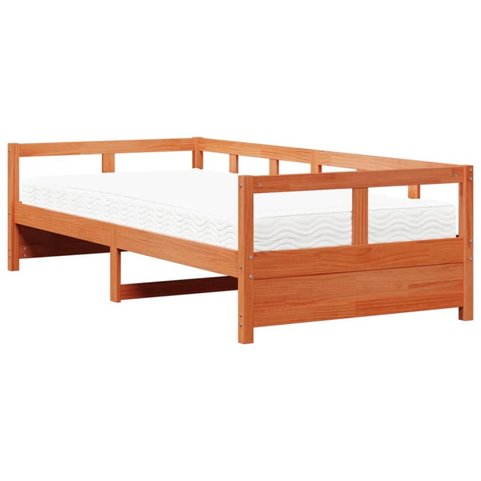 Sofá cama sin colchón madera maciza pino marrón cera 90x190