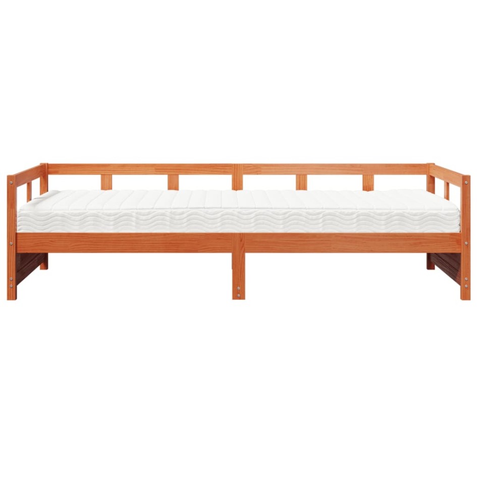 Sofá cama sin colchón madera maciza pino marrón cera 90x190