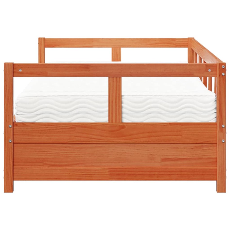 Sofá cama sin colchón madera maciza pino marrón cera 90x190