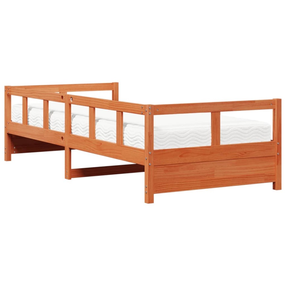 Sofá cama sin colchón madera maciza pino marrón cera 90x190