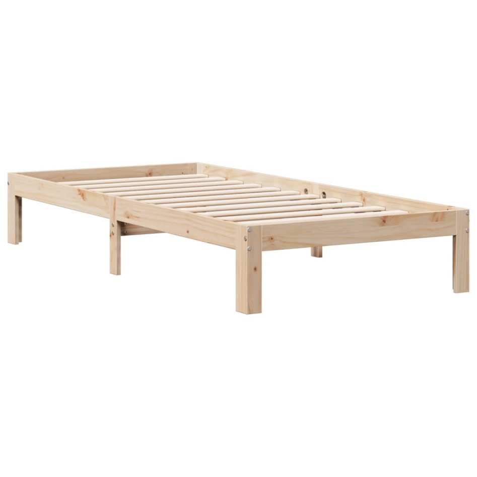 Cama con estantería sin colchón madera maciza de pino 75x190