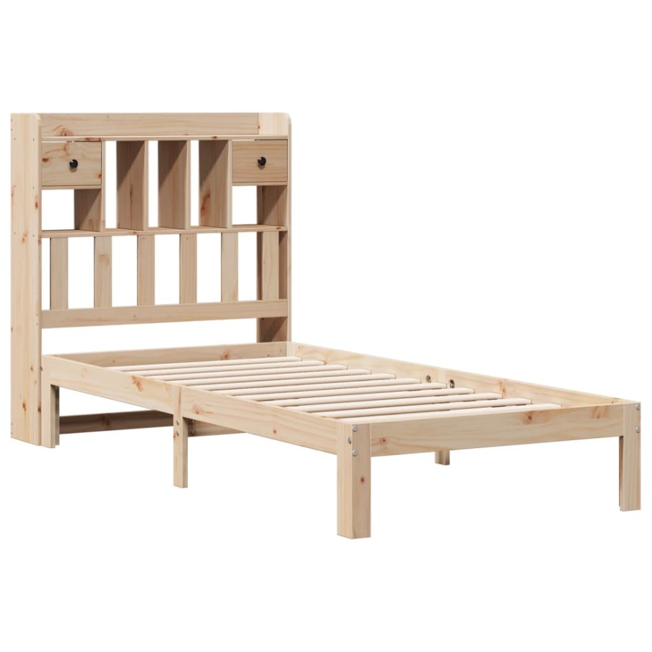 Cama con estantería sin colchón madera maciza de pino 90x190