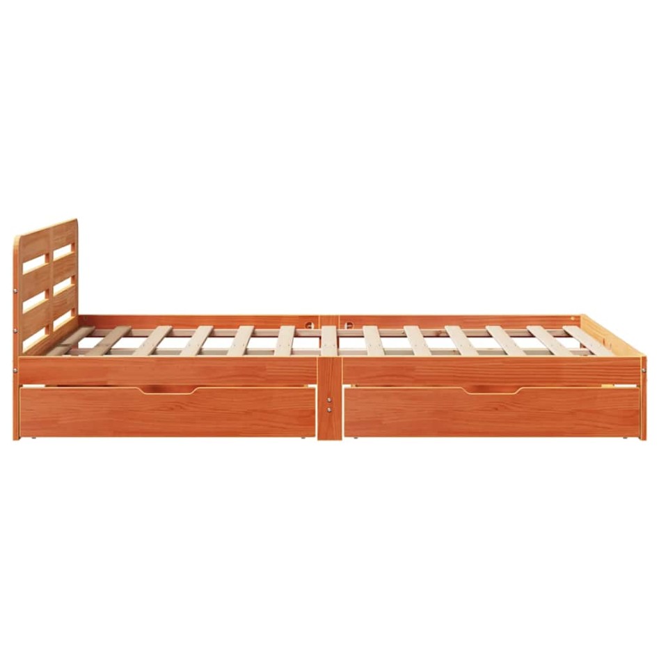 Estructura de cama sin colchón madera maciza marrón 135x190