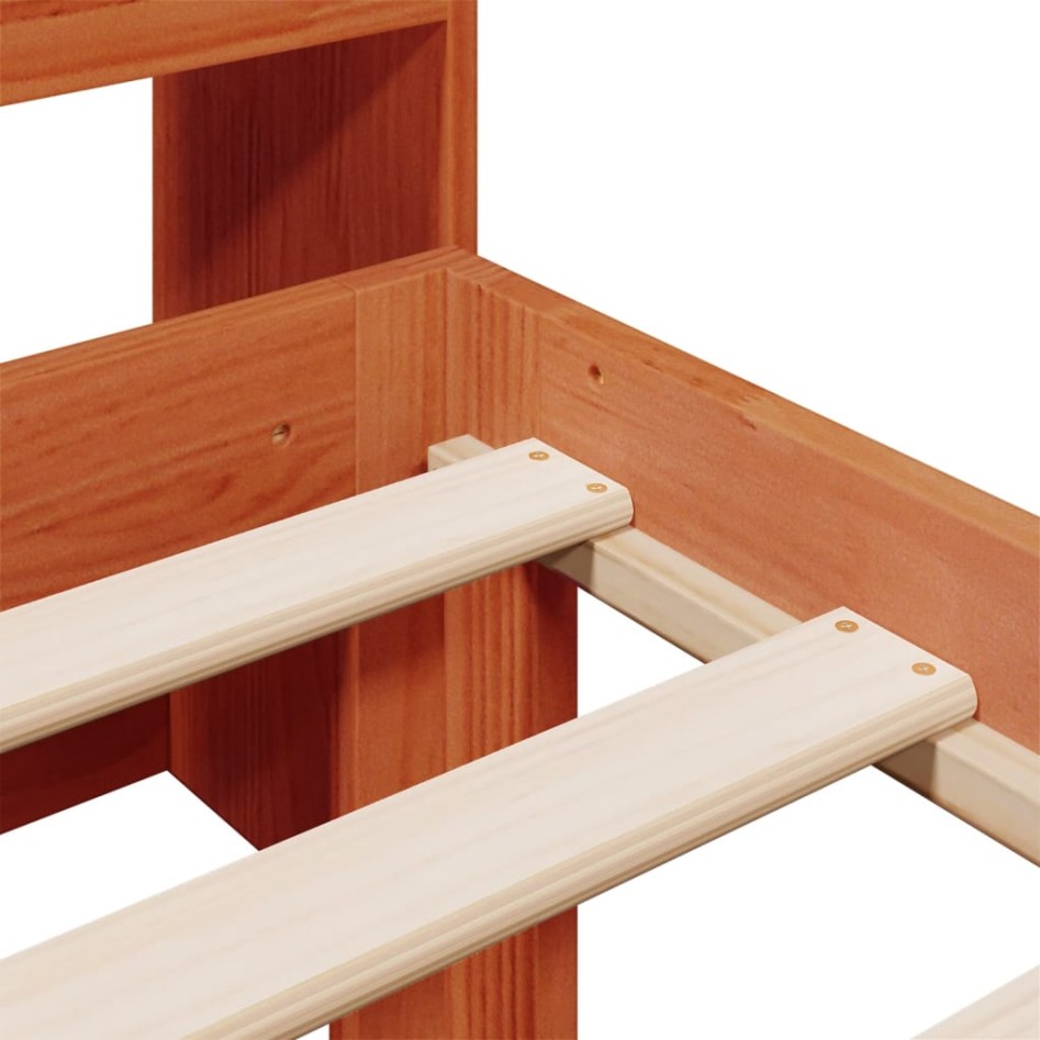 Cama con estantería sin colchón madera maciza marrón 100x200