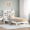 Cama con estantería sin colchón madera maciza blanca 100x200 cm