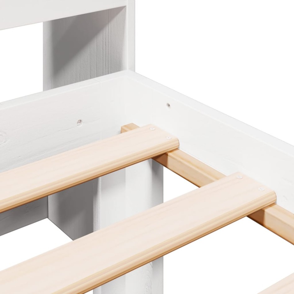 Cama con estantería sin colchón madera maciza blanca 100x200