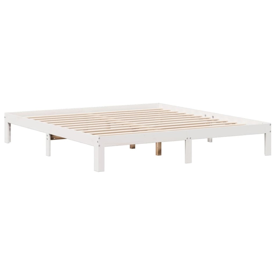 Cama con estantería sin colchón madera maciza blanca 180x200