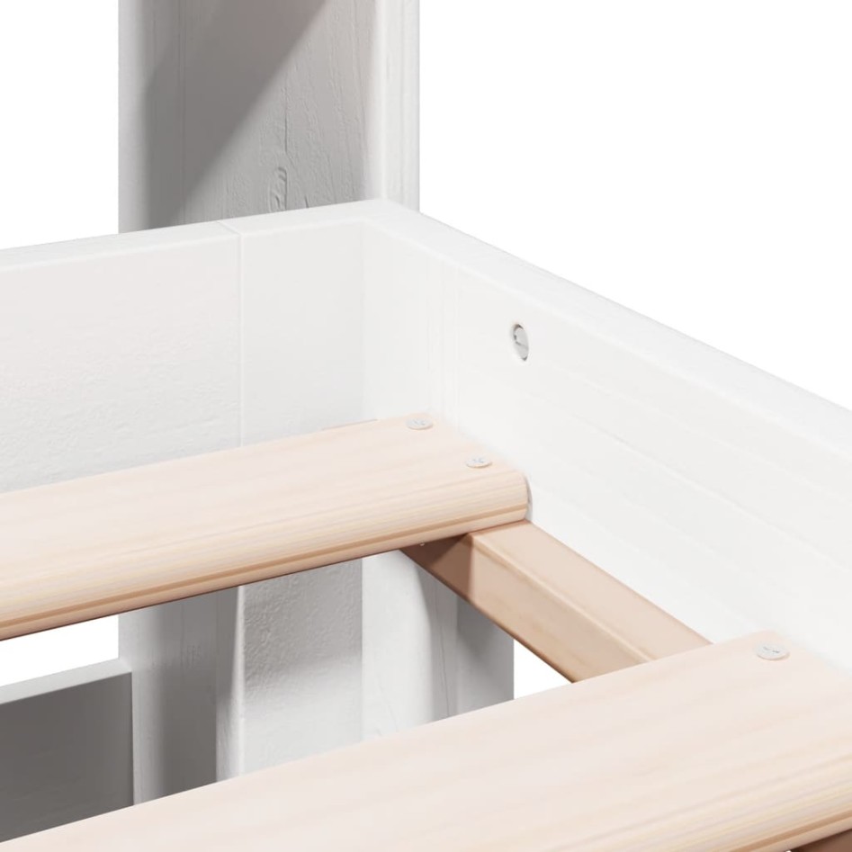 Cama con estantería sin colchón madera maciza blanca 180x200