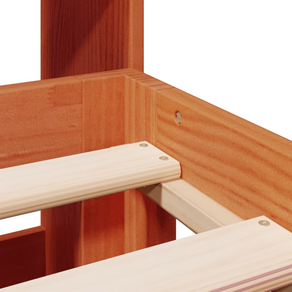 Cama con estantería sin colchón madera maciza marrón