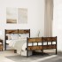 Estructura de cama sin colchón metal roble ahumado 120x200