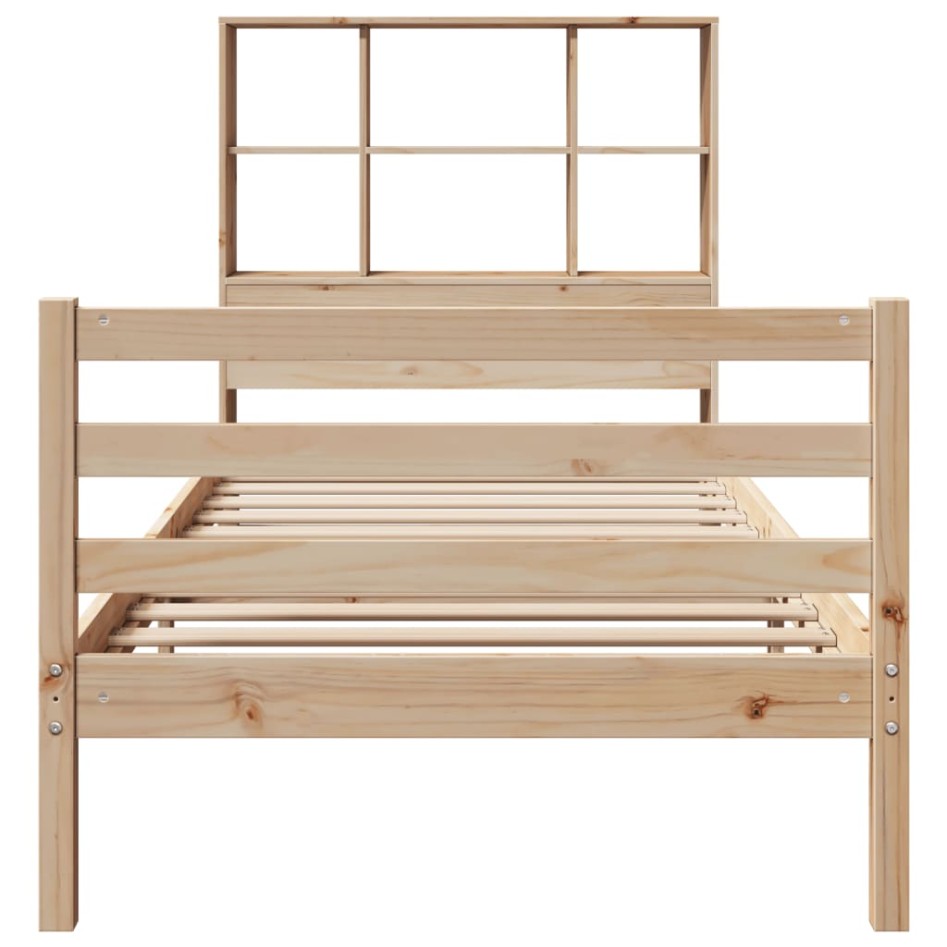 Cama con estantería sin colchón madera maciza de pino