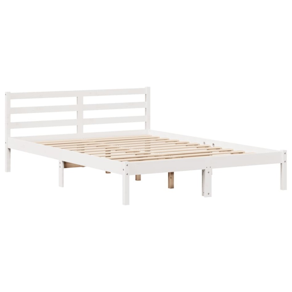 Cama con estantería sin colchón madera maciza blanca 160x200