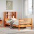 Cama con estantería sin colchón madera maciza marrón 90x190